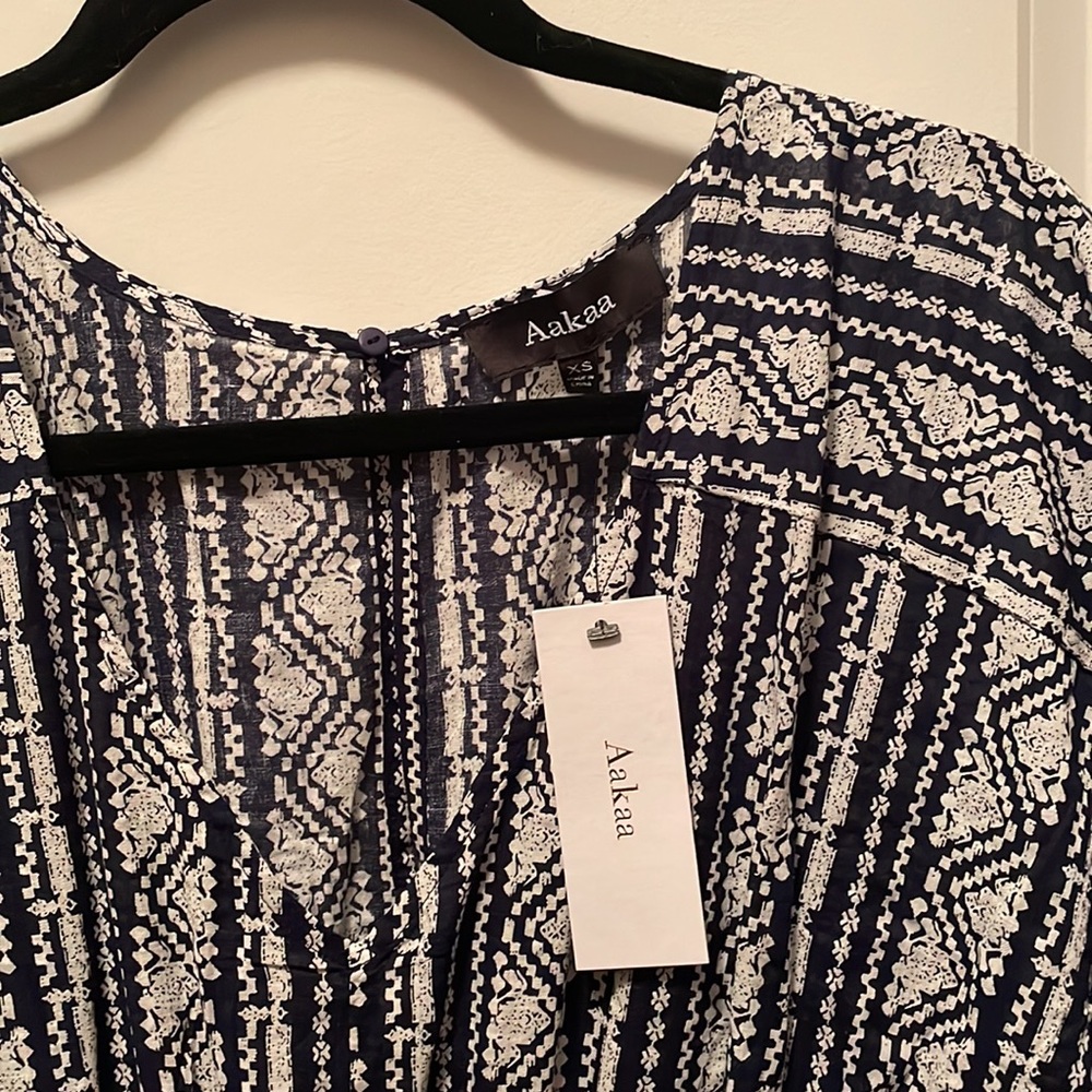 Pinkblush Navy Printed V-Neck Maternity Midi Dress - Picture 6 of 6